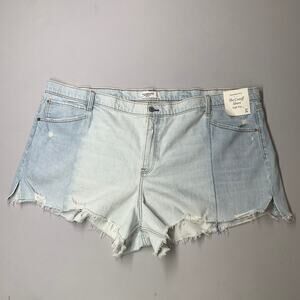 Abercrombie & Fitch Women Shorts 37 Blue Denim 2 Tone The Cut Off High Rise Fray